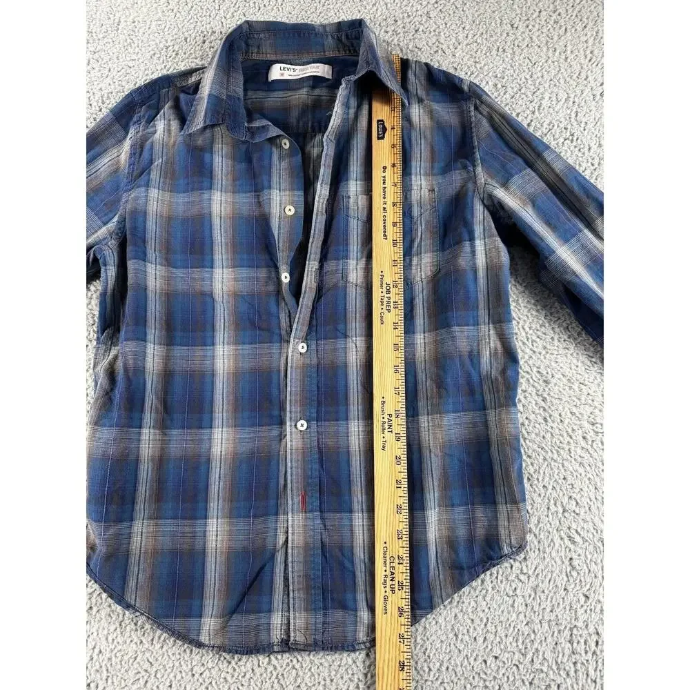 Levis Red Tab‎ Shirt Men Medium Button Up Plaid Long Sleeve Western